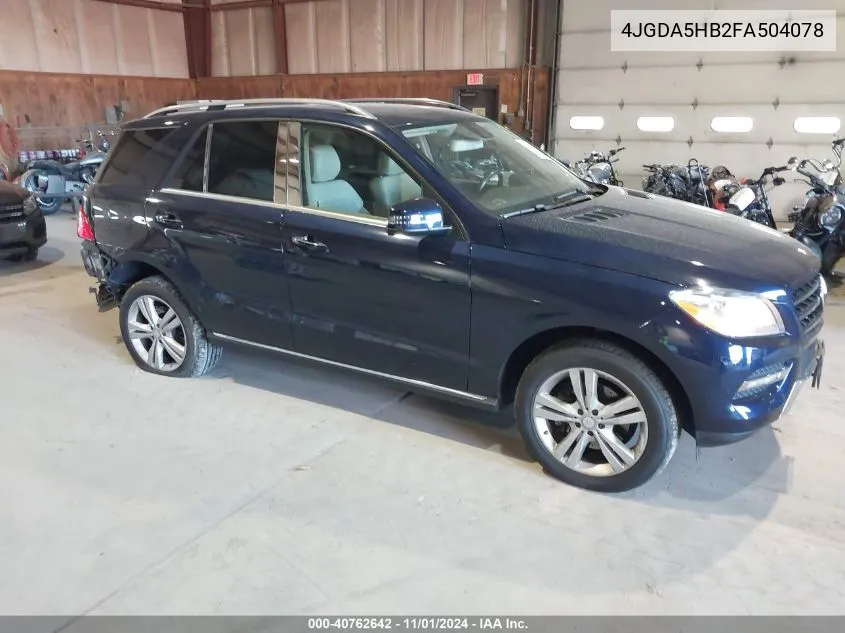 2015 Mercedes-Benz Ml 350 4Matic VIN: 4JGDA5HB2FA504078 Lot: 40762642