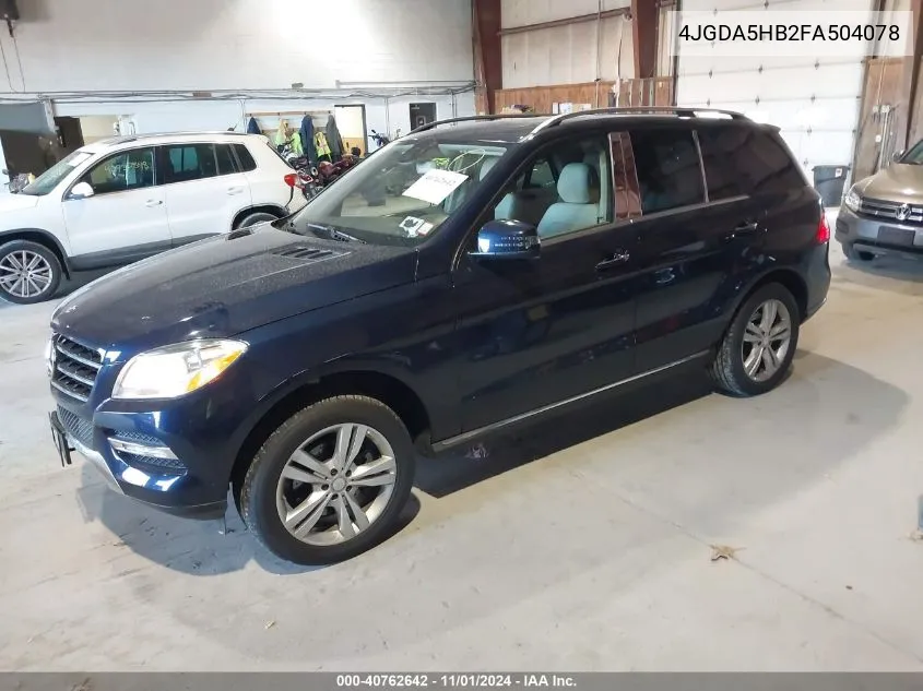 2015 Mercedes-Benz Ml 350 4Matic VIN: 4JGDA5HB2FA504078 Lot: 40762642