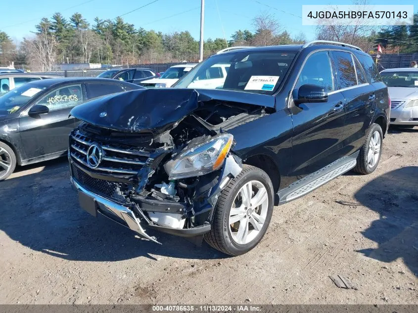 2015 Mercedes-Benz Ml 350 4Matic VIN: 4JGDA5HB9FA570143 Lot: 40786635