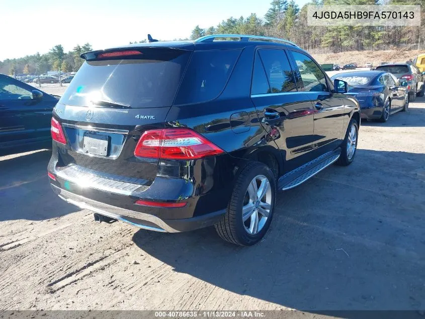 2015 Mercedes-Benz Ml 350 4Matic VIN: 4JGDA5HB9FA570143 Lot: 40786635