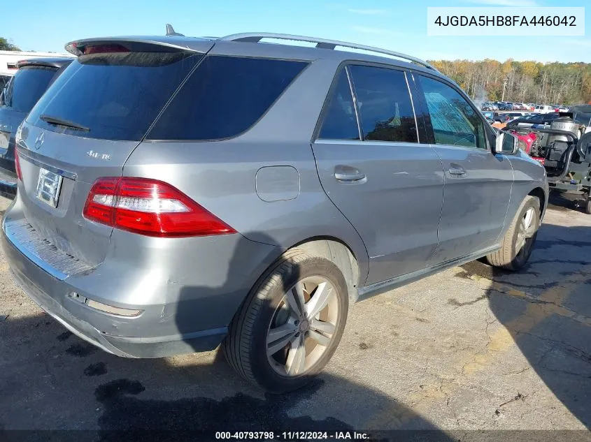 2015 Mercedes-Benz Ml 350 4Matic VIN: 4JGDA5HB8FA446042 Lot: 40793798