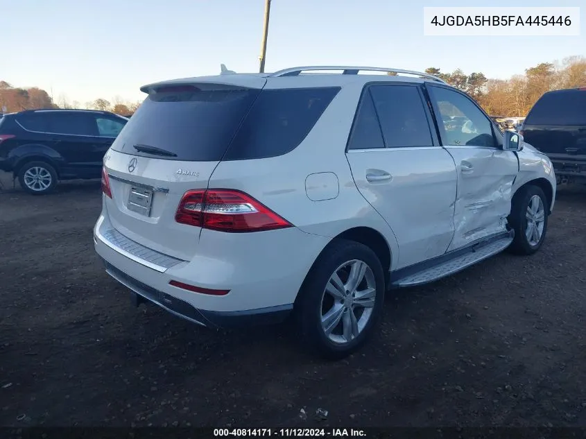 2015 Mercedes-Benz Ml 350 4Matic VIN: 4JGDA5HB5FA445446 Lot: 40814171