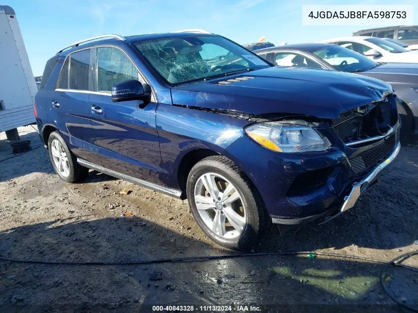 2015 Mercedes-Benz Ml 350 VIN: 4JGDA5JB8FA598753 Lot: 40843328