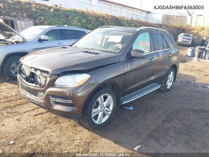 2015 Mercedes-Benz Ml 350 4Matic VIN: 4JGDA5HB6FA563005 Lot: 40875386