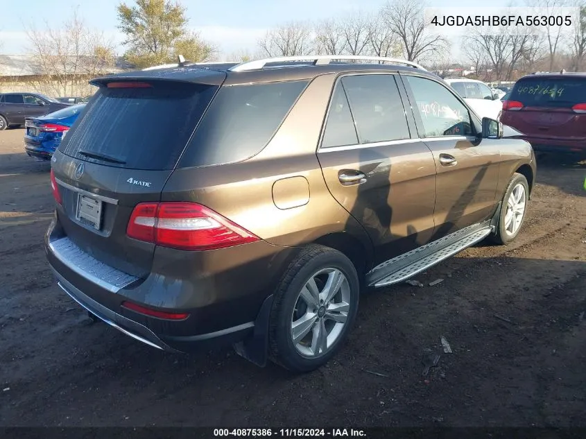 2015 Mercedes-Benz Ml 350 4Matic VIN: 4JGDA5HB6FA563005 Lot: 40875386