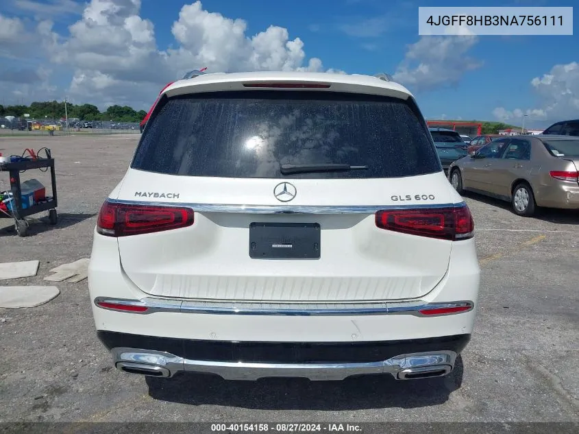 2022 Mercedes-Benz Maybach Gls 600 4Matic VIN: 4JGFF8HB3NA756111 Lot: 40154158