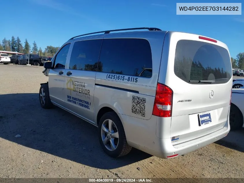 2016 Mercedes-Benz Metris VIN: WD4PG2EE7G3144282 Lot: 40430019