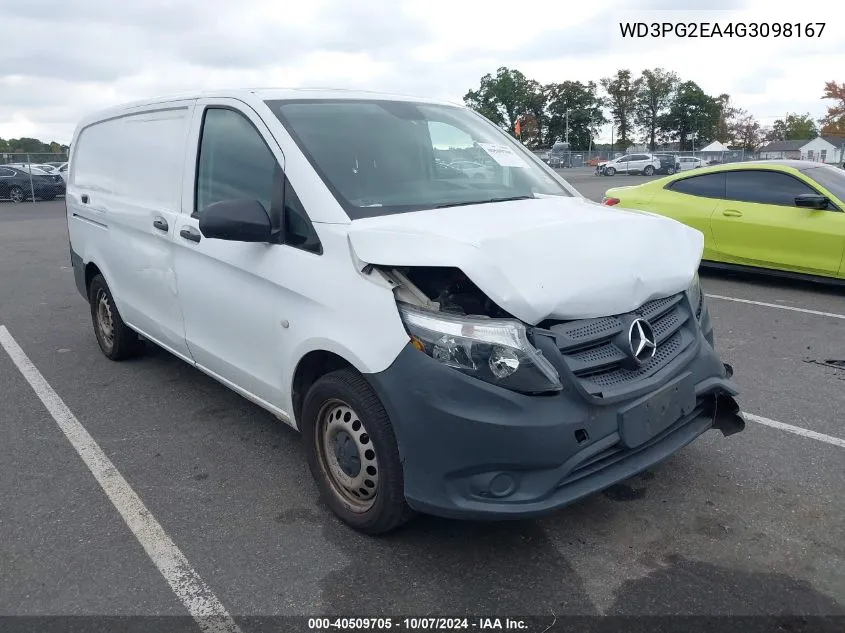 2016 Mercedes-Benz Metris VIN: WD3PG2EA4G3098167 Lot: 40509705