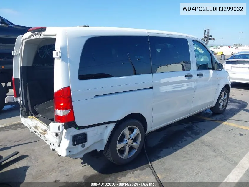 2017 Mercedes-Benz Metris VIN: WD4PG2EE0H3299032 Lot: 40102036