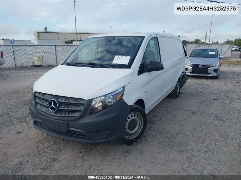 2017 Mercedes-Benz Metris VIN: WD3PG2EA4H3252975 Lot: 40320102