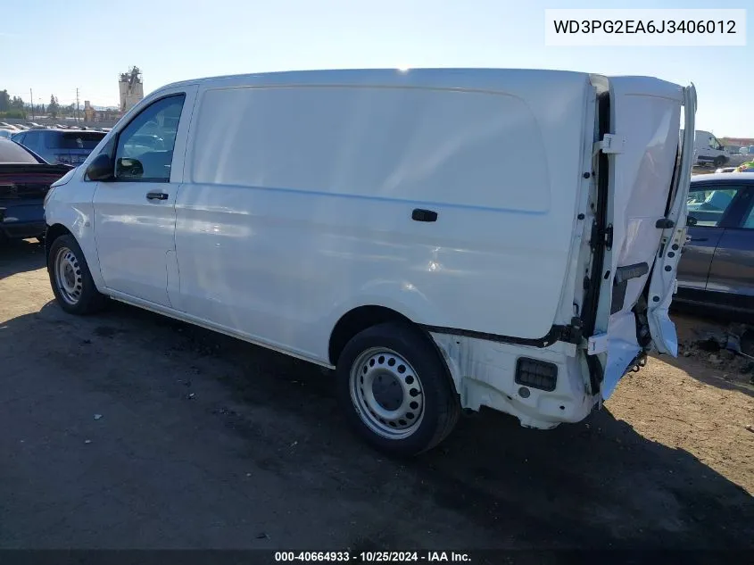 2018 Mercedes-Benz Metris VIN: WD3PG2EA6J3406012 Lot: 40664933