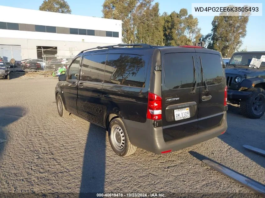 2019 Mercedes-Benz Metris VIN: WD4PG2EE6K3505493 Lot: 40619478