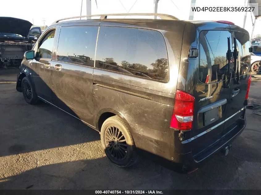 2019 Mercedes-Benz Metris VIN: WD4PG2EE8K3569227 Lot: 40740754