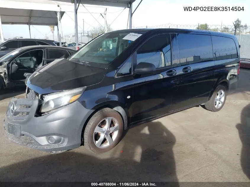 2019 Mercedes-Benz Metris VIN: WD4PG2EE8K3514504 Lot: 40788004