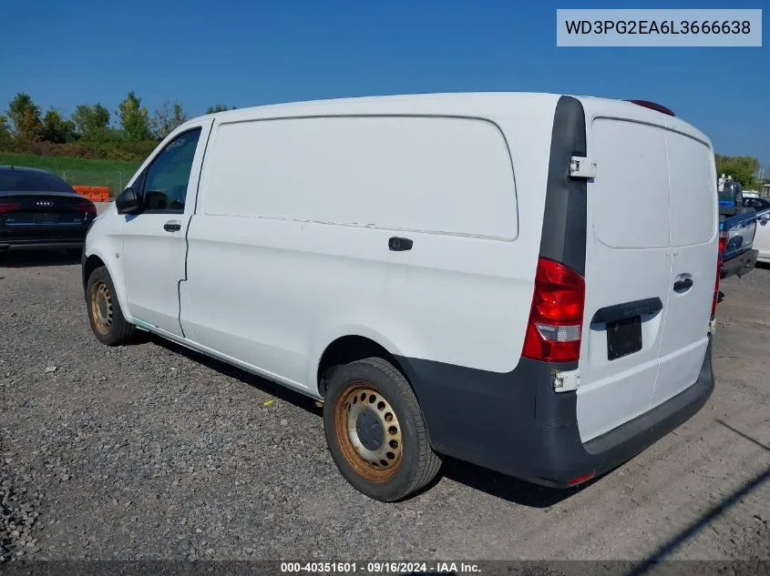 2020 Mercedes-Benz Metris VIN: WD3PG2EA6L3666638 Lot: 40351601