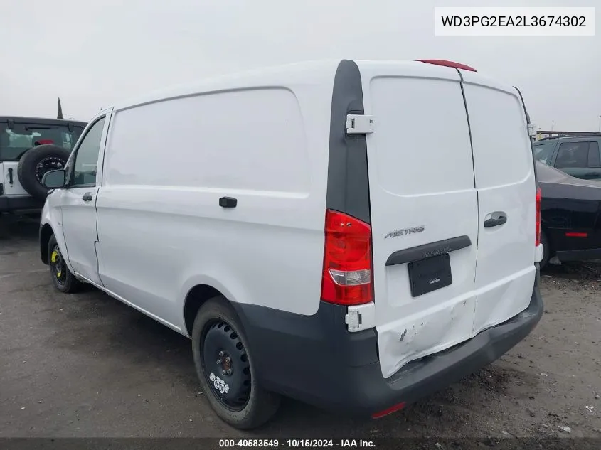 2020 Mercedes-Benz Metris VIN: WD3PG2EA2L3674302 Lot: 40583549