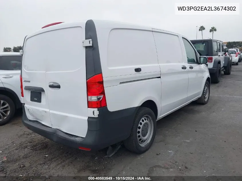 2020 Mercedes-Benz Metris VIN: WD3PG2EA2L3674302 Lot: 40583549