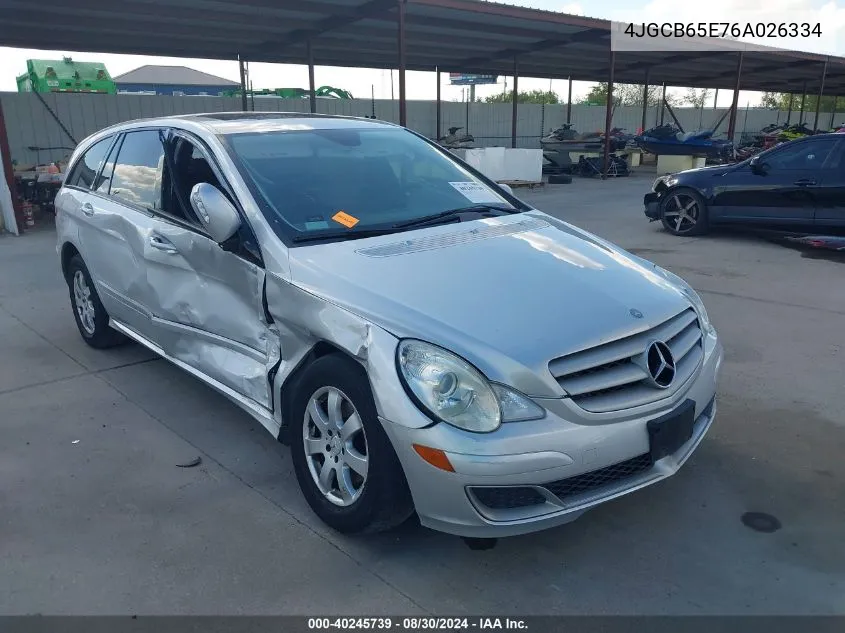 2006 Mercedes-Benz R 350 4Matic VIN: 4JGCB65E76A026334 Lot: 40245739