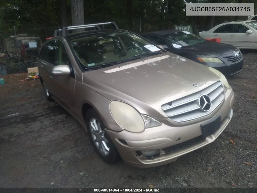 2006 Mercedes-Benz R 350 4Matic VIN: 4JGCB65E26A034745 Lot: 40514964