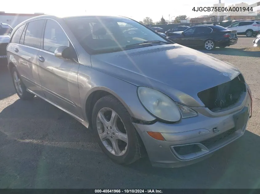 2006 Mercedes-Benz R 500 4Matic VIN: 4JGCB75E06A001944 Lot: 40541966