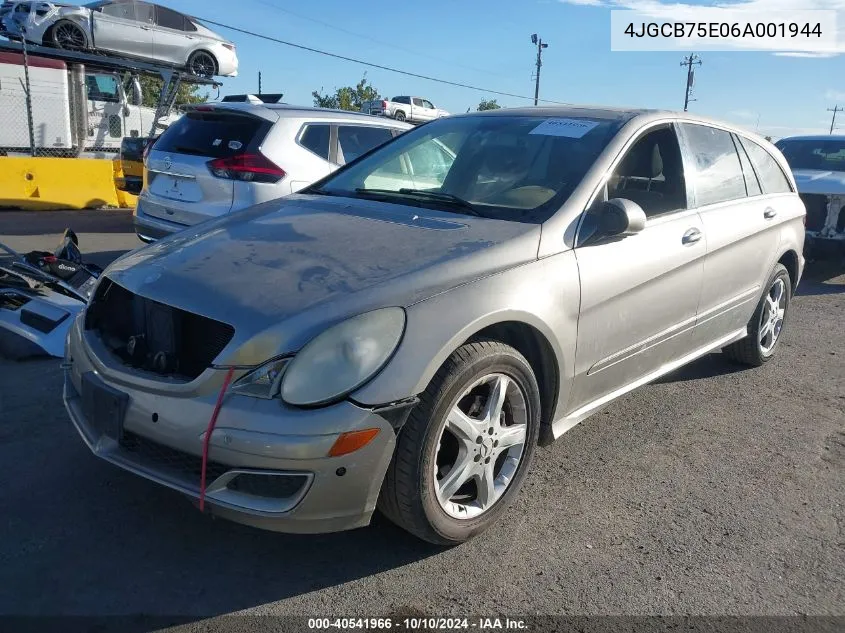 2006 Mercedes-Benz R 500 4Matic VIN: 4JGCB75E06A001944 Lot: 40541966