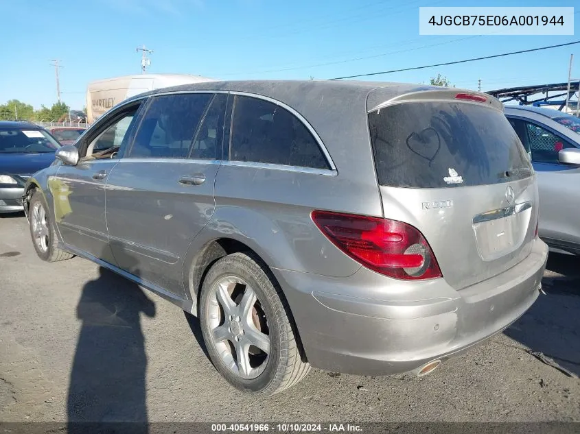 2006 Mercedes-Benz R 500 4Matic VIN: 4JGCB75E06A001944 Lot: 40541966