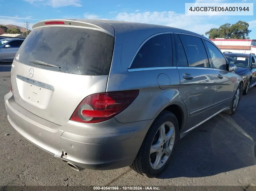 2006 Mercedes-Benz R 500 4Matic VIN: 4JGCB75E06A001944 Lot: 40541966