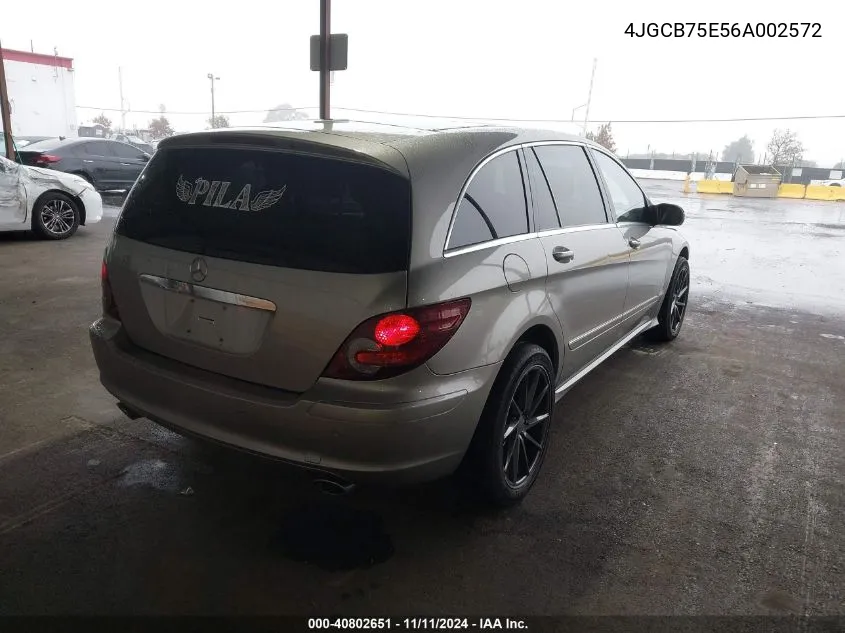 2006 Mercedes-Benz R 500 4Matic VIN: 4JGCB75E56A002572 Lot: 40802651