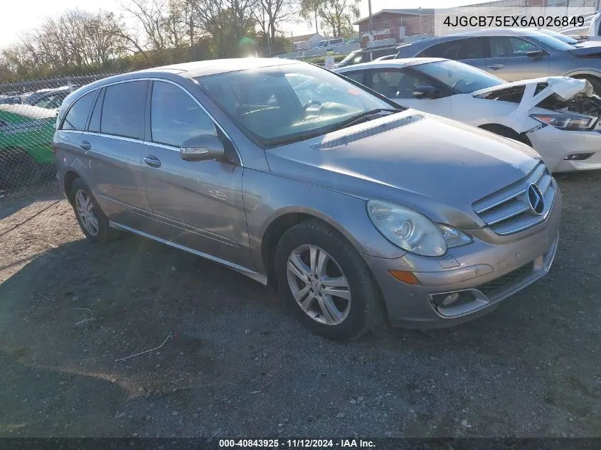 2006 Mercedes-Benz R 500 4Matic VIN: 4JGCB75EX6A026849 Lot: 40843925