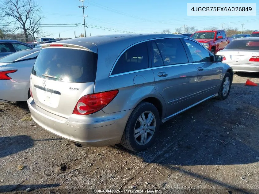 2006 Mercedes-Benz R 500 4Matic VIN: 4JGCB75EX6A026849 Lot: 40843925