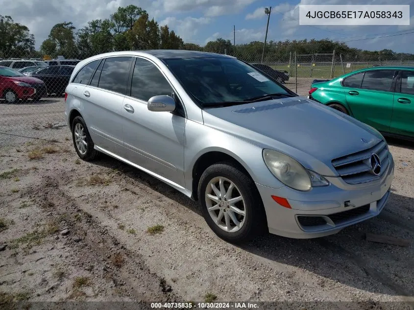 2007 Mercedes-Benz R 350 4Matic VIN: 4JGCB65E17A058343 Lot: 40735835