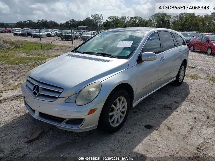 2007 Mercedes-Benz R 350 4Matic VIN: 4JGCB65E17A058343 Lot: 40735835