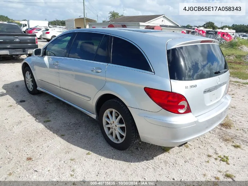 2007 Mercedes-Benz R 350 4Matic VIN: 4JGCB65E17A058343 Lot: 40735835