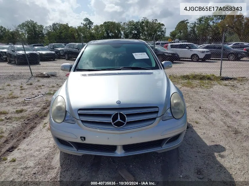 2007 Mercedes-Benz R 350 4Matic VIN: 4JGCB65E17A058343 Lot: 40735835