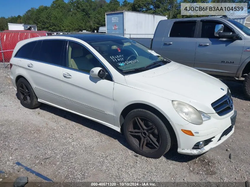 2010 Mercedes-Benz R 350 4Matic VIN: 4JGCB6FB3AA104539 Lot: 40571320