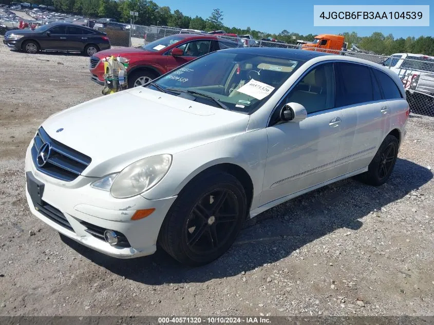 2010 Mercedes-Benz R 350 4Matic VIN: 4JGCB6FB3AA104539 Lot: 40571320