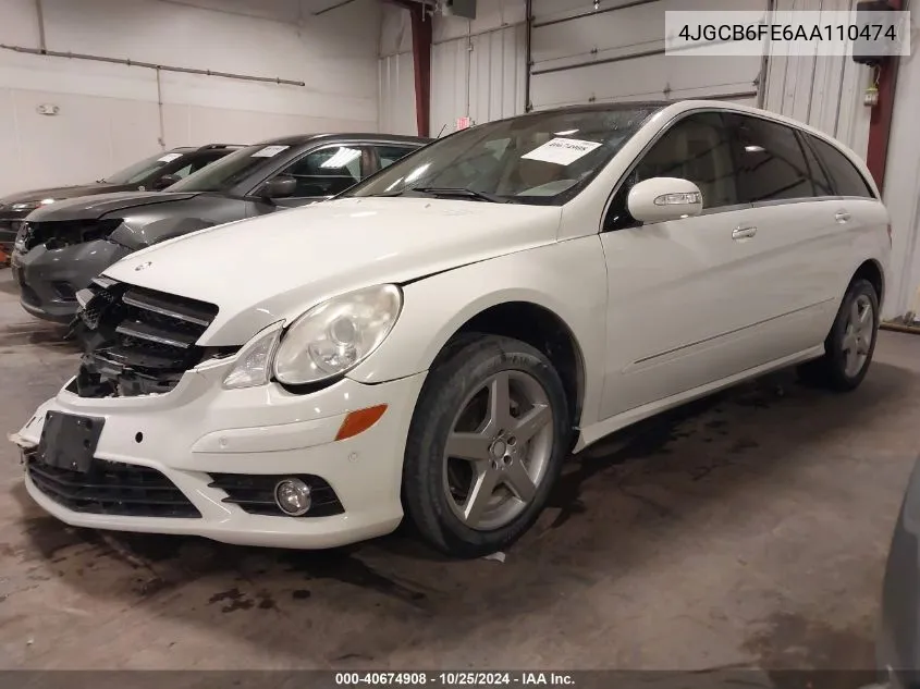 2010 Mercedes-Benz R 350 4Matic VIN: 4JGCB6FE6AA110474 Lot: 40674908