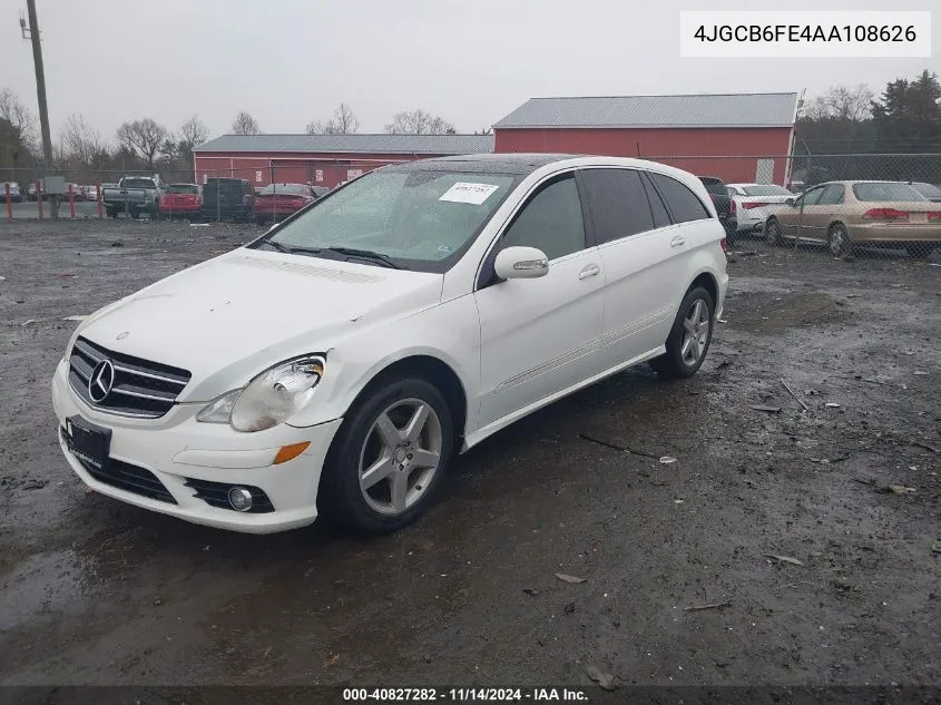 2010 Mercedes-Benz R 350 4Matic VIN: 4JGCB6FE4AA108626 Lot: 40827282