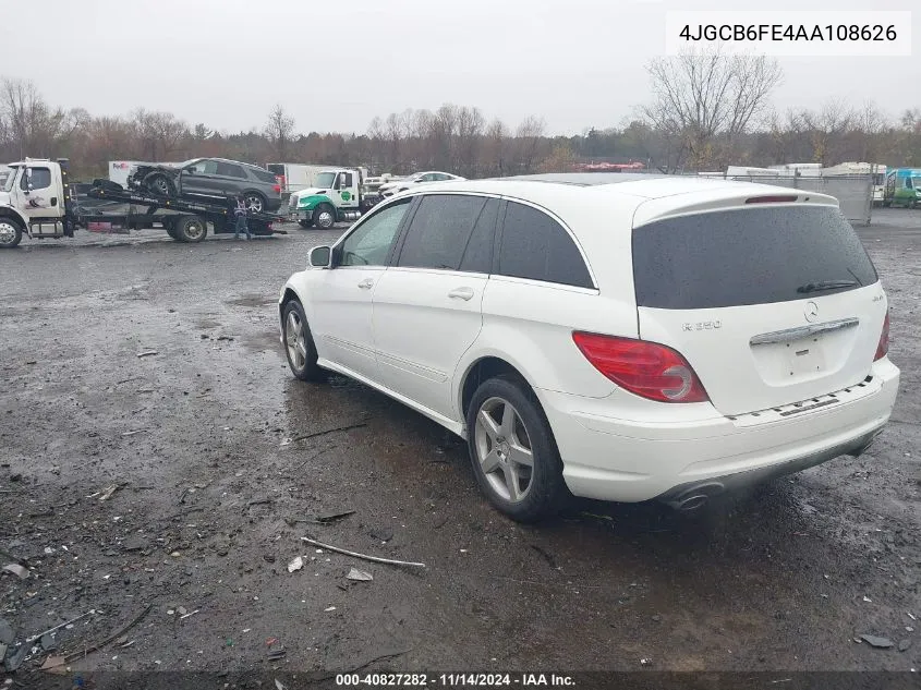 2010 Mercedes-Benz R 350 4Matic VIN: 4JGCB6FE4AA108626 Lot: 40827282