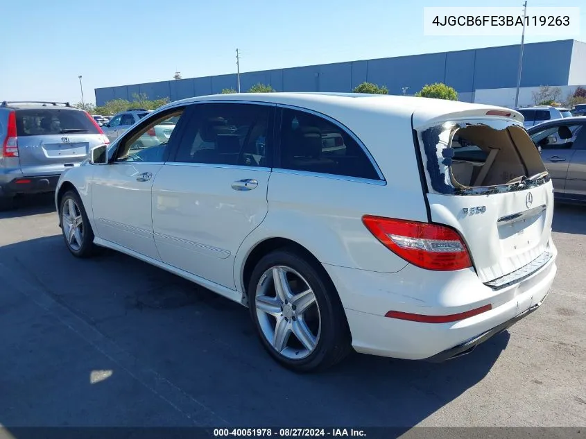 2011 Mercedes-Benz R 350 4Matic VIN: 4JGCB6FE3BA119263 Lot: 40051978