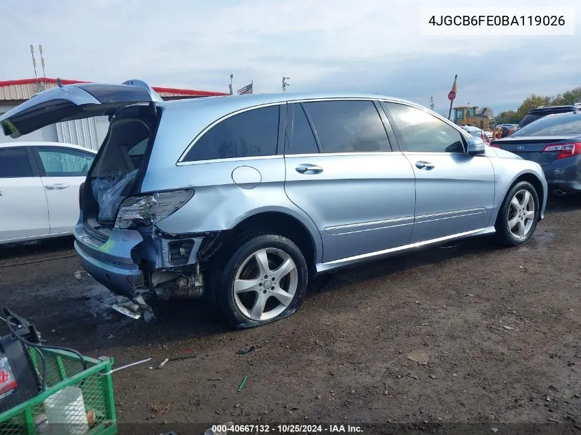 2011 Mercedes-Benz R 350 4Matic VIN: 4JGCB6FE0BA119026 Lot: 40667132