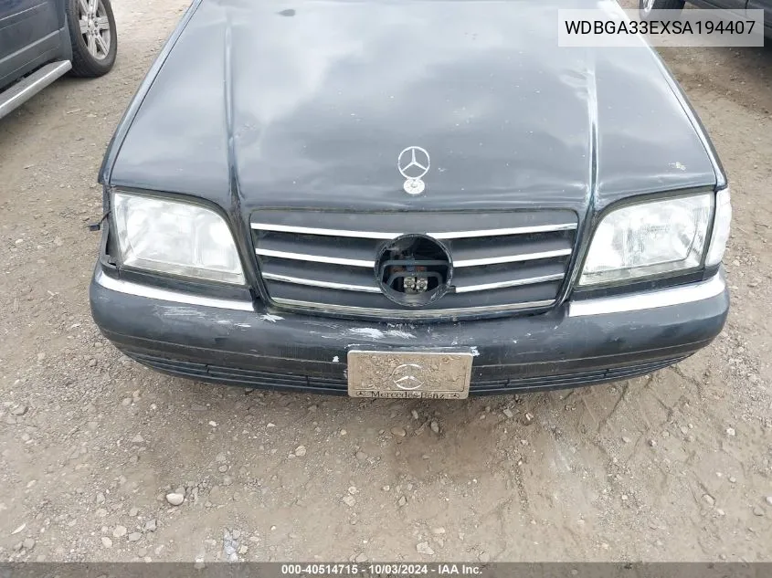 1995 Mercedes-Benz S 320 VIN: WDBGA33EXSA194407 Lot: 40514715