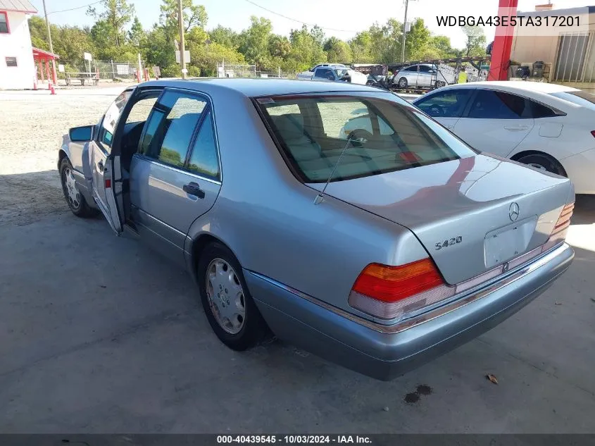 1996 Mercedes-Benz S 420 VIN: WDBGA43E5TA317201 Lot: 40439545