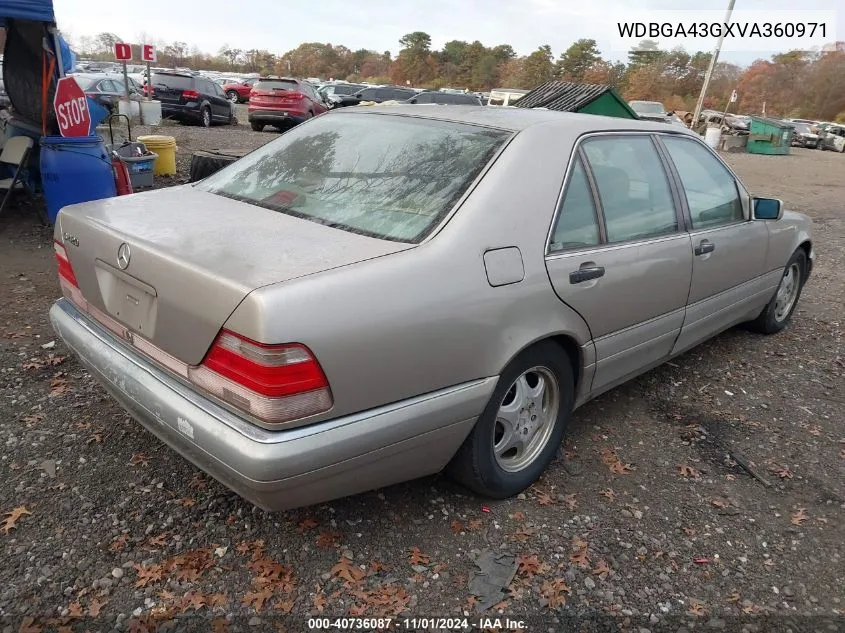 1997 Mercedes-Benz S 420 VIN: WDBGA43GXVA360971 Lot: 40736087