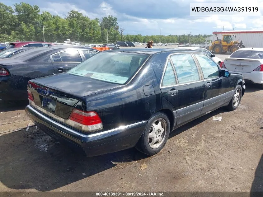 1998 Mercedes-Benz S 320 VIN: WDBGA33G4WA391919 Lot: 40139391