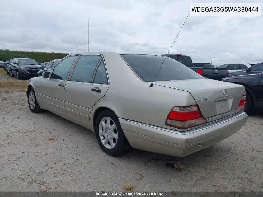 1998 Mercedes-Benz S 320 VIN: WDBGA33G5WA380444 Lot: 40532457