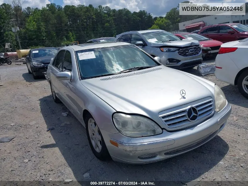 2000 Mercedes-Benz S 500 VIN: WDBNG75J5YA052448 Lot: 39772274