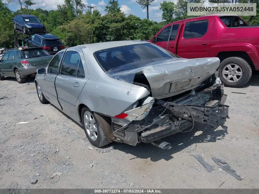 2000 Mercedes-Benz S 500 VIN: WDBNG75J5YA052448 Lot: 39772274