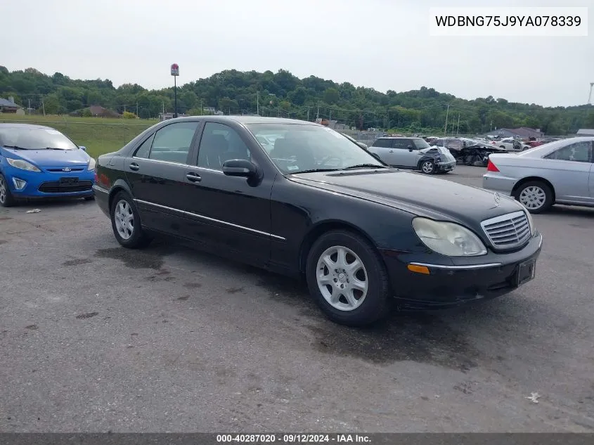 2000 Mercedes-Benz S 500 VIN: WDBNG75J9YA078339 Lot: 40287020