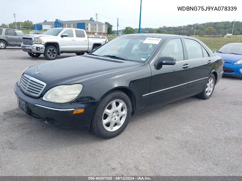 2000 Mercedes-Benz S 500 VIN: WDBNG75J9YA078339 Lot: 40287020